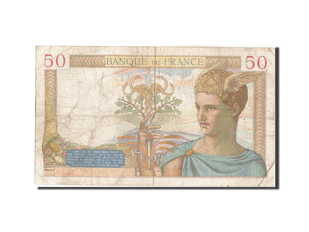 France, 50 Francs, 50 F 1934-1940 ''Cérès'', 1935, KM #81, 1935-05-16, VG(8-10),