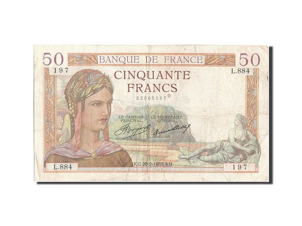 Biljet, Frankrijk, 50 Francs, 50 F 1934-1940 ''Cérès'', 1935, 1935-02-28, TB