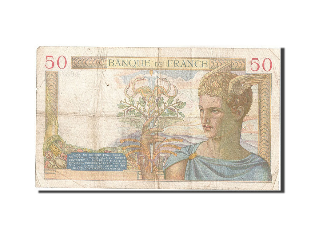 France, 50 Francs, 50 F 1934-1940 ''Cérès'', 1937, KM #81, 1937-05-27, VF(20-25)