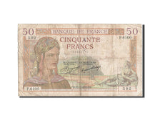 France, 50 Francs, 50 F 1934-1940 ''Cérès'', 1937, KM #81, 1937-04-15, VG(8-10),