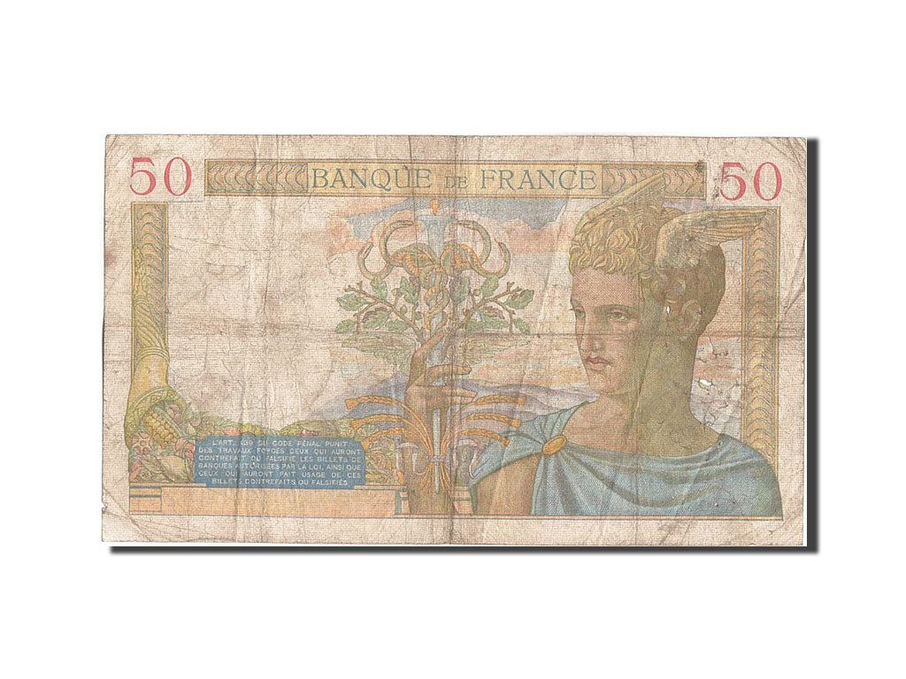 France, 50 Francs, 50 F 1934-1940 ''Cérès'', 1937, KM #81, 1937-04-15, VG(8-10),