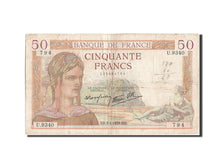 France, 50 Francs, 50 F 1934-1940 ''Cérès'', 1939, KM #85b, 1939-01-05, VG(8-10)