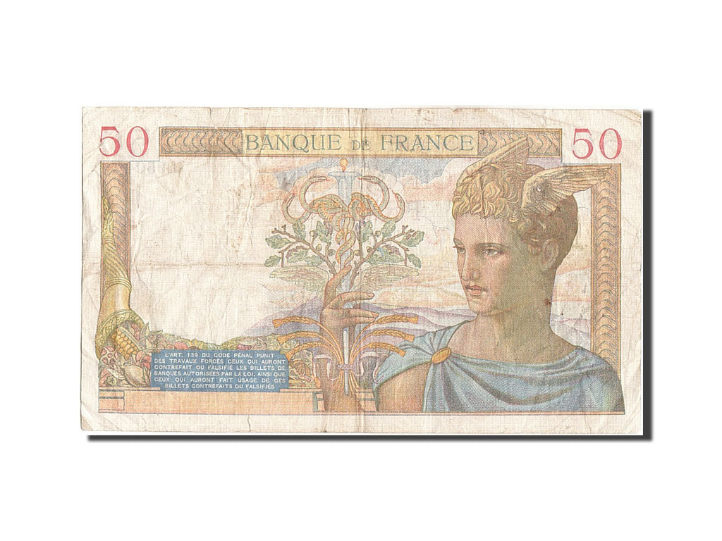 Banconote, Francia, 50 Francs, 50 F 1934-1940 ''Cérès'', 1939, 1939-01-12, B+