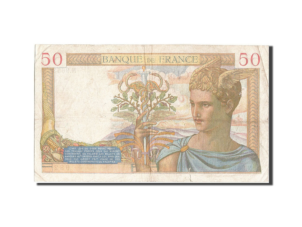 Francia, 50 Francs, 50 F 1934-1940 ''Cérès'', 1939, KM:85b, 1939-02-02, MB,...