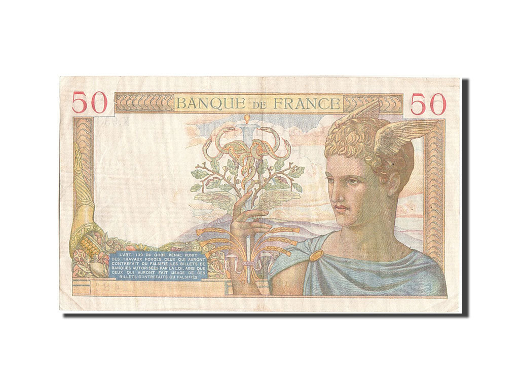 France, 50 Francs, 50 F 1934-1940 ''Cérès'', 1939, KM #85b, 1939-02-02, V...