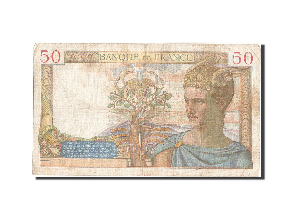 France, 50 Francs, 50 F 1934-1940 ''Cérès'', 1939, KM #85b, 1939-03-09, F(12-15)