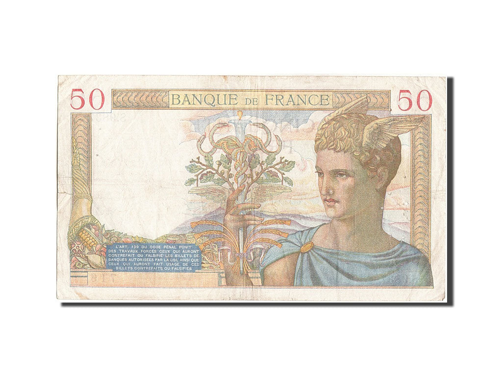 Banknot, Francja, 50 Francs, Cérès, 1939, 1939-03-09, VF(20-25)