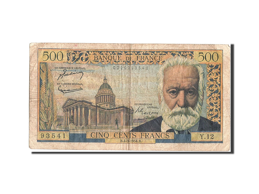 France, 500 Francs, 500 F 1954-1958 ''Victor Hugo'', 1954, KM #133a,...