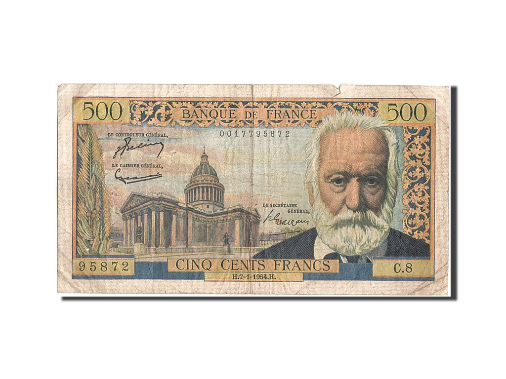France, 500 Francs, 500 F 1954-1958 ''Victor Hugo'', 1954, KM #133a,...