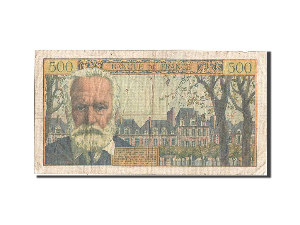 Francia, 500 Francs, 500 F 1954-1958 ''Victor Hugo'', 1955, KM:133a, B+, Faye...