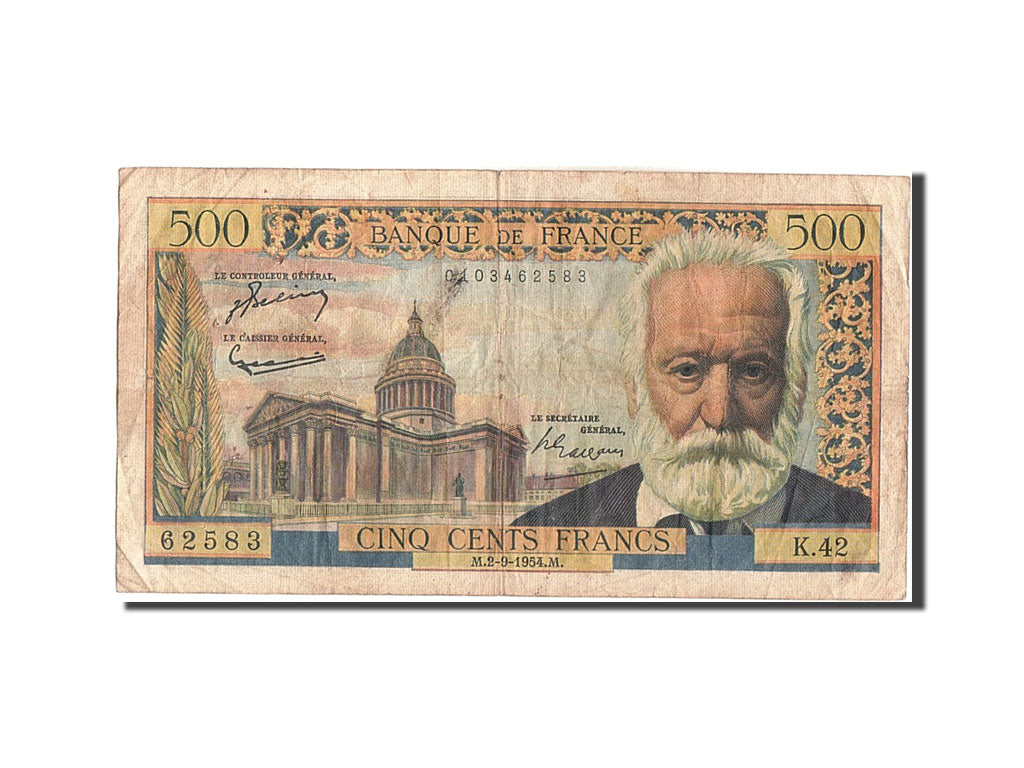 France, 500 Francs, 500 F 1954-1958 ''Victor Hugo'', 1954, KM #133a,...