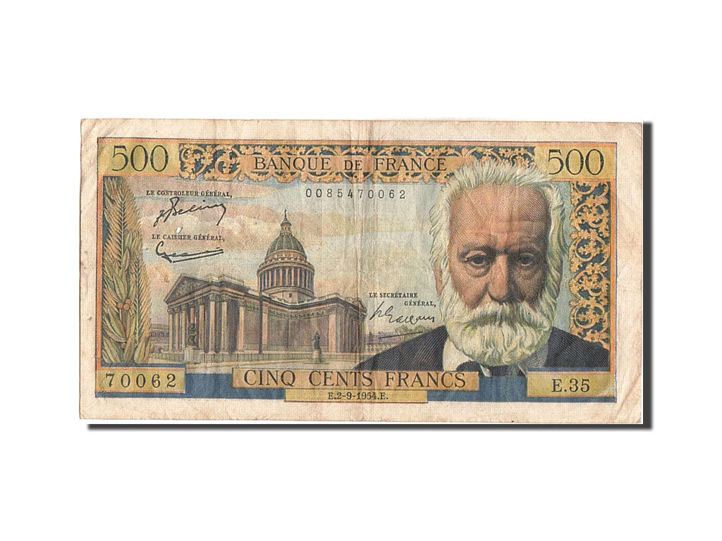 France, 500 Francs, 500 F 1954-1958 ''Victor Hugo'', 1954, KM #133a,...
