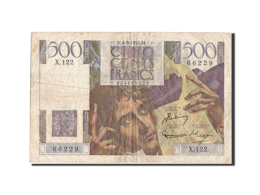 France, 500 Francs, 500 F 1945-1953 ''Chateaubriand'', 1952, KM #129c,...