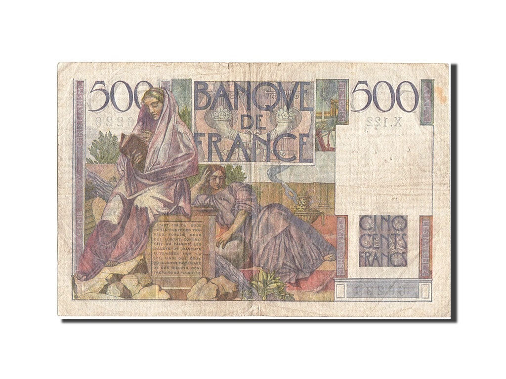 France, 500 Francs, 500 F 1945-1953 ''Chateaubriand'', 1952, KM #129c,...
