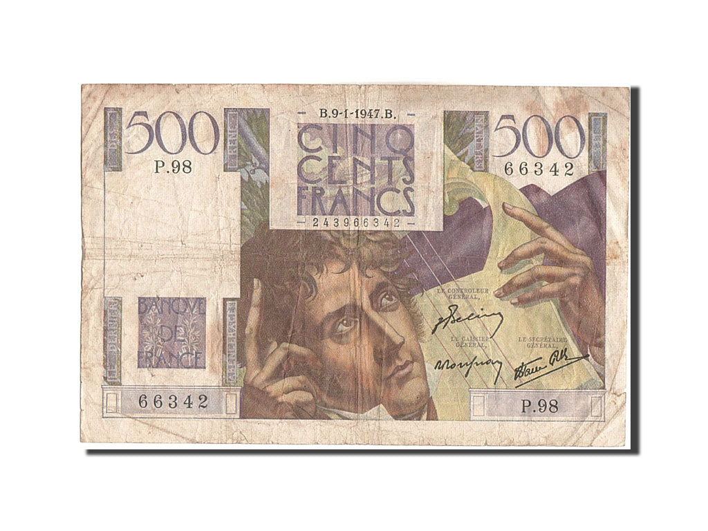 France, 500 Francs, 500 F 1945-1953 ''Chateaubriand'', 1947, KM #129a,...