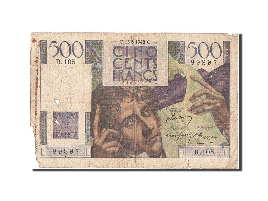 Geldschein, Frankreich, 500 Francs, 500 F 1945-1953 ''Chateaubriand'', 1948