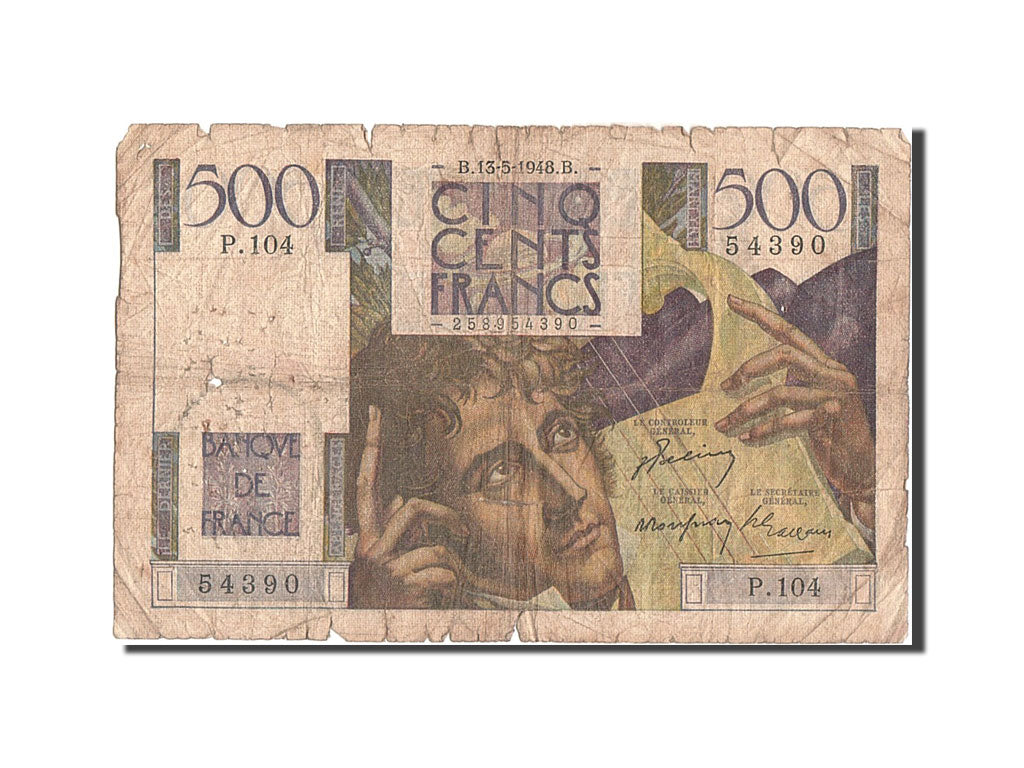 France, 500 Francs, 500 F 1945-1953 ''Chateaubriand'', 1948, KM #129b,...