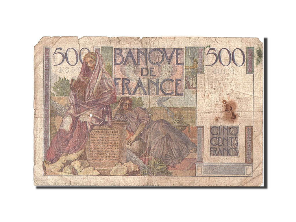 Geldschein, Frankreich, 500 Francs, 500 F 1945-1953 ''Chateaubriand'', 1948
