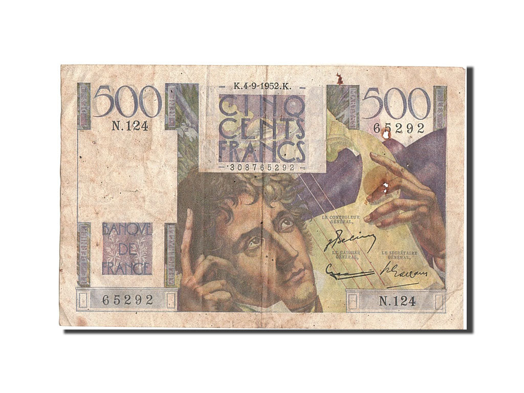 France, 500 Francs, 500 F 1945-1953 ''Chateaubriand'', 1952, KM #129b,...