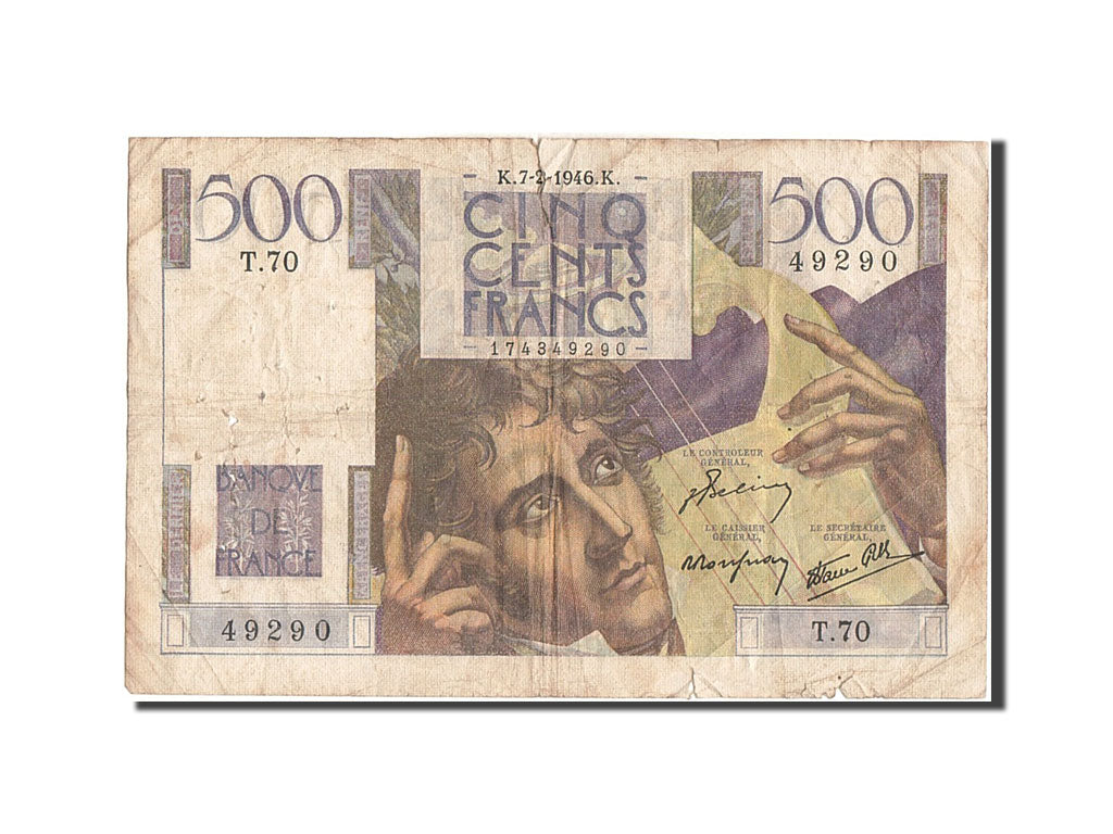 France, 500 Francs, 500 F 1945-1953 ''Chateaubriand'', 1946, KM #129a,...