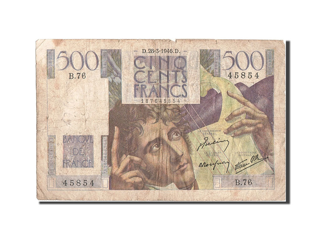 France, 500 Francs, 500 F 1945-1953 ''Chateaubriand'', 1946, KM #129a,...