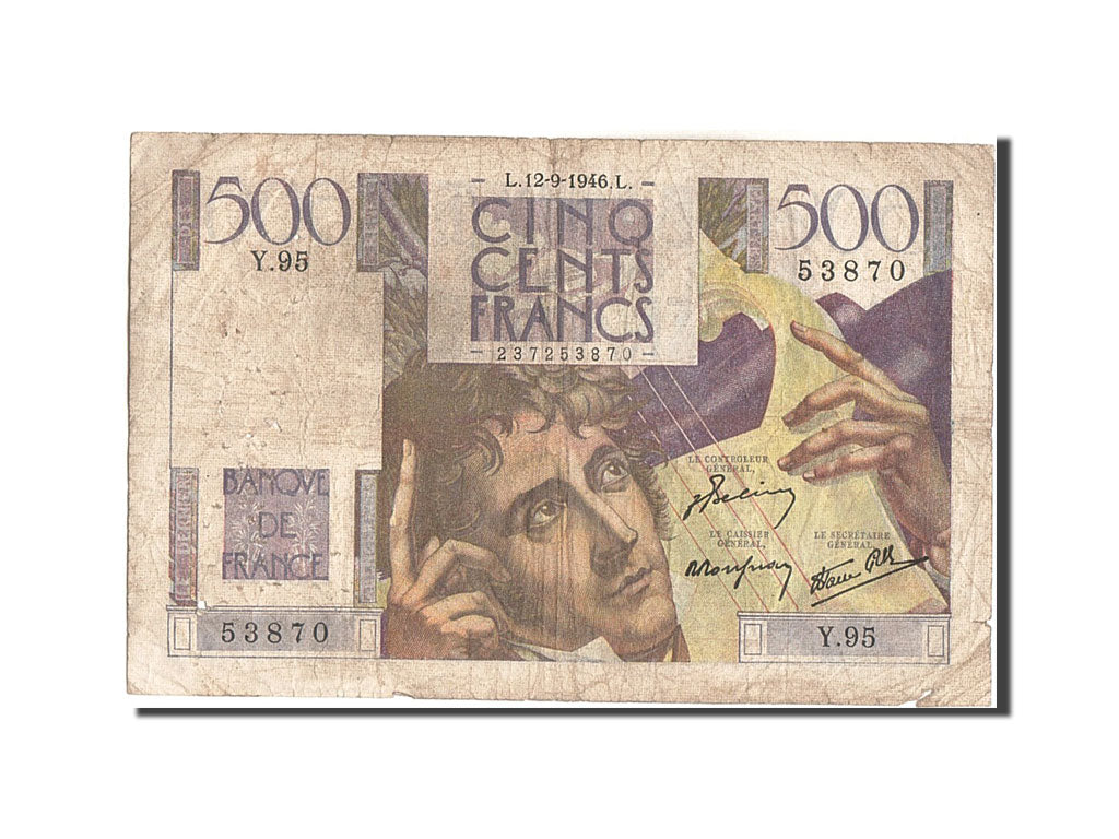 France, 500 Francs, 500 F 1945-1953 ''Chateaubriand'', 1946, KM #129a,...