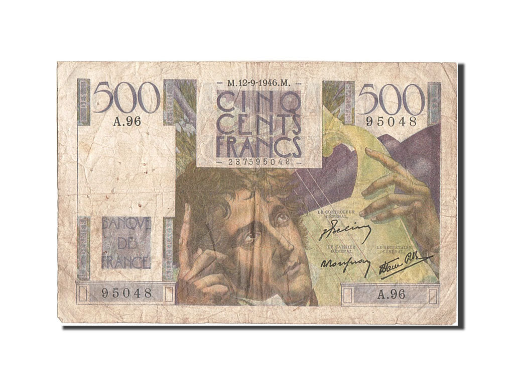 France, 500 Francs, 500 F 1945-1953 ''Chateaubriand'', 1946, KM #129a,...