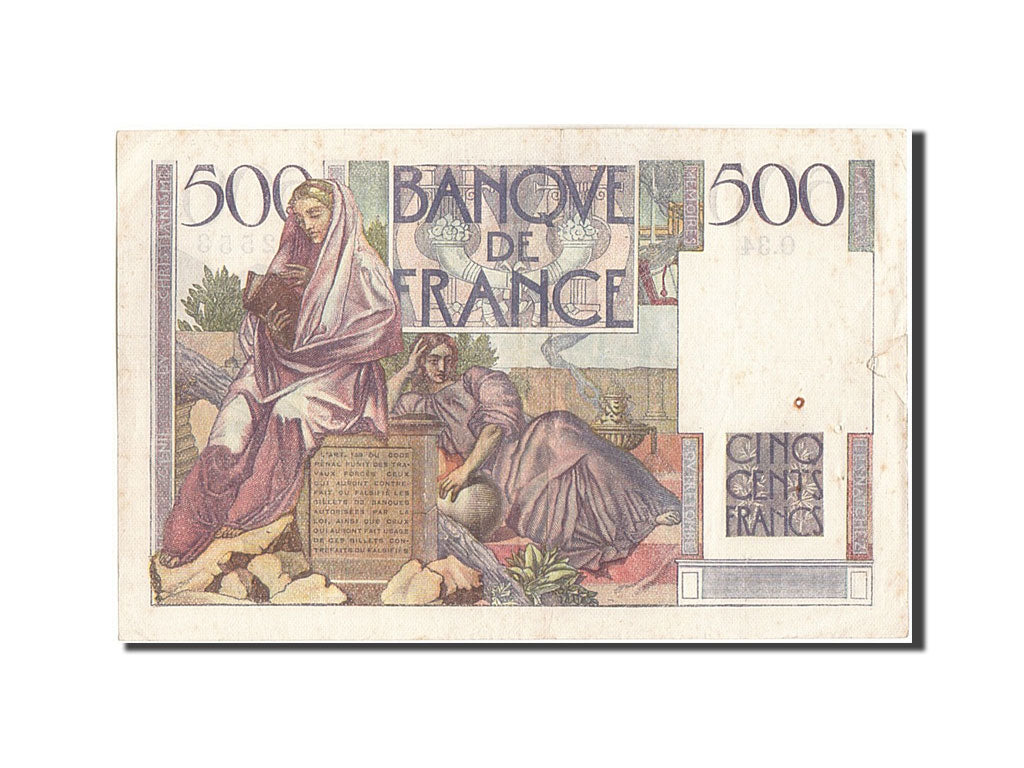 France, 500 Francs, 500 F 1945-1953 ''Chateaubriand'', 1945, KM #129a,...