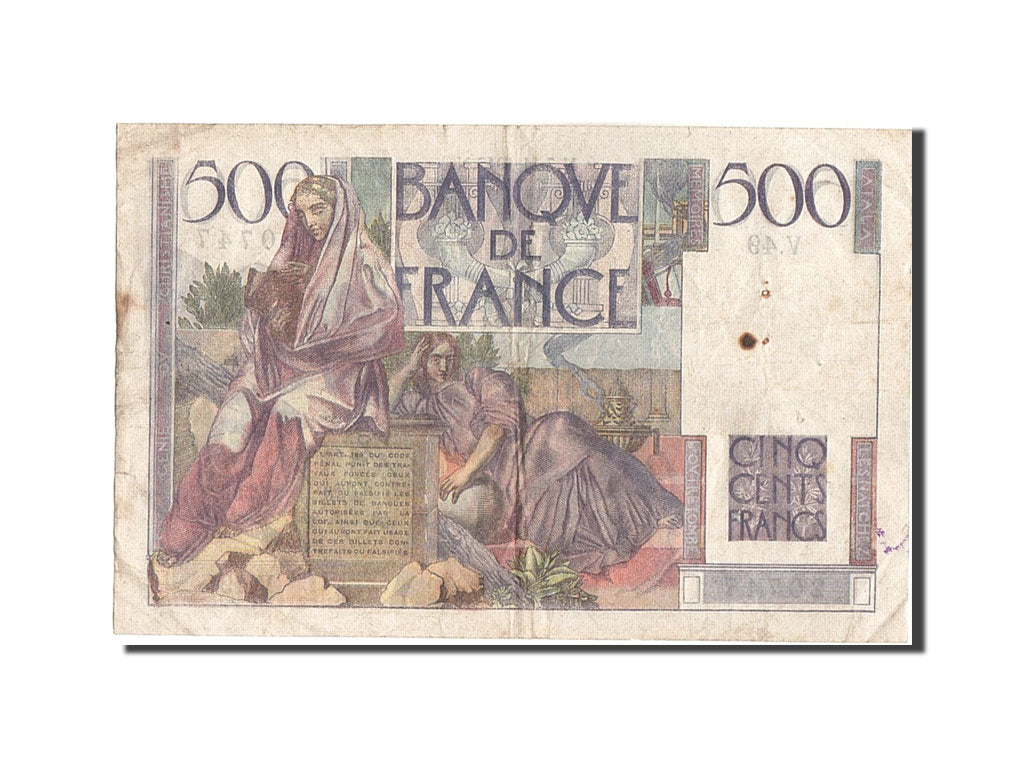 France, 500 Francs, 500 F 1945-1953 ''Chateaubriand'', 1945, KM #129a,...