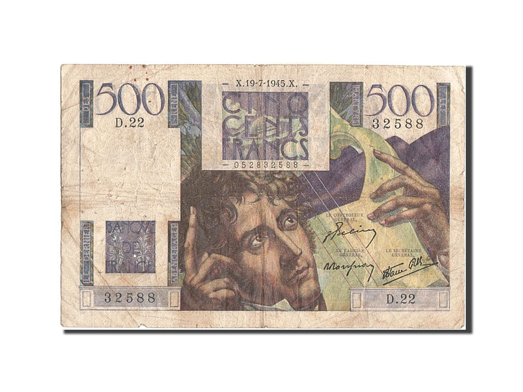 France, 500 Francs, 500 F 1945-1953 ''Chateaubriand'', 1945, KM #129a,...
