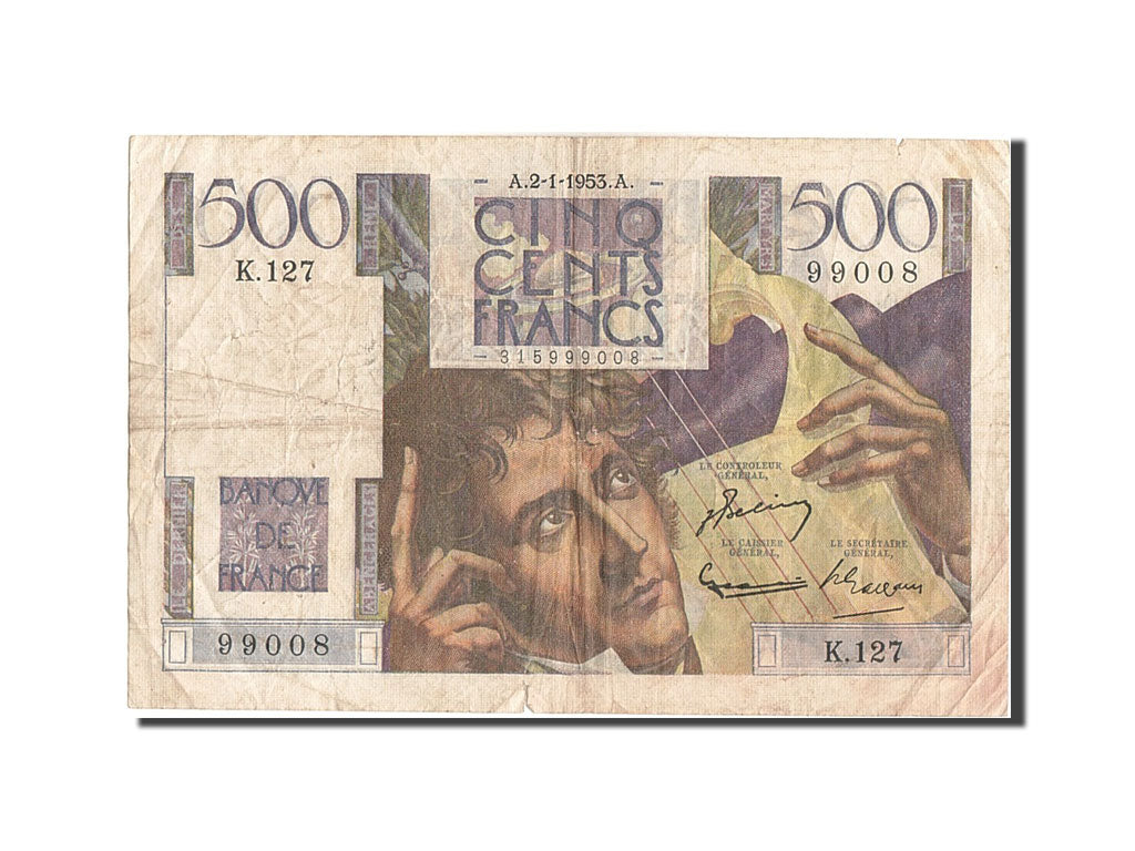 France, 500 Francs, 500 F 1945-1953 ''Chateaubriand'', 1953, KM #129c,...