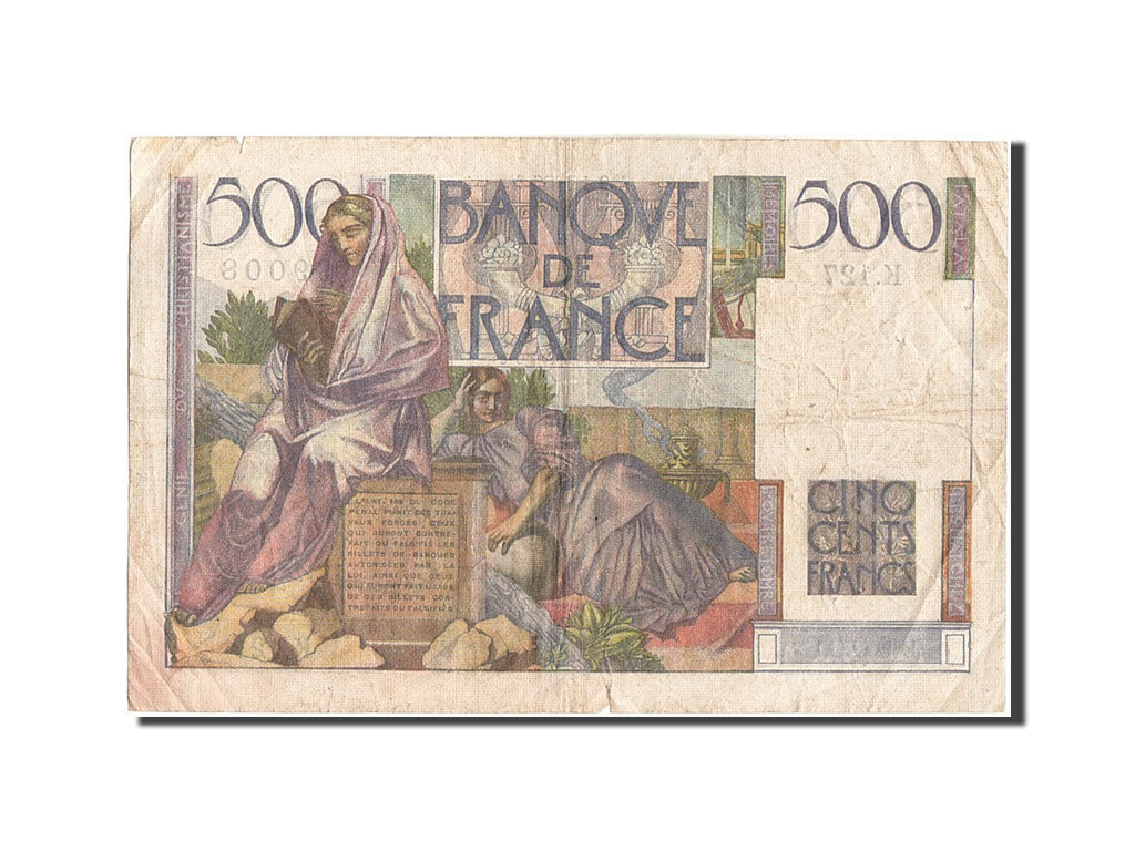 France, 500 Francs, 500 F 1945-1953 ''Chateaubriand'', 1953, KM #129c,...