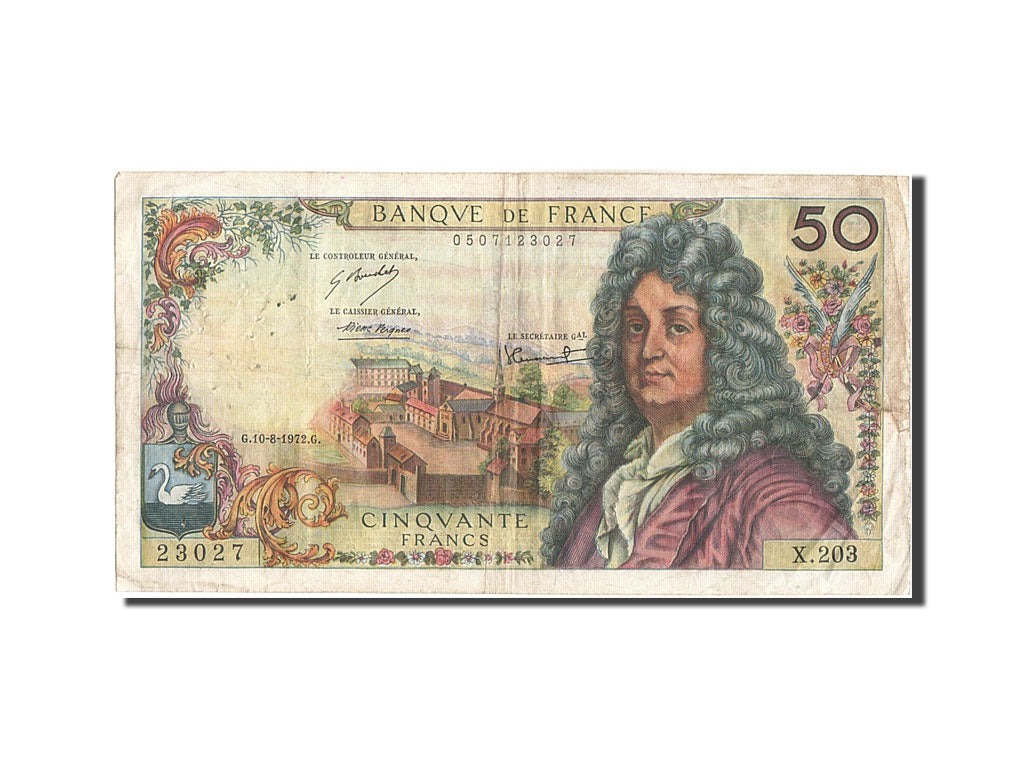 France, 50 Francs, 50 F 1962-1976 ''Racine'', 1972, KM #148d, VF(20-25), X.203,.