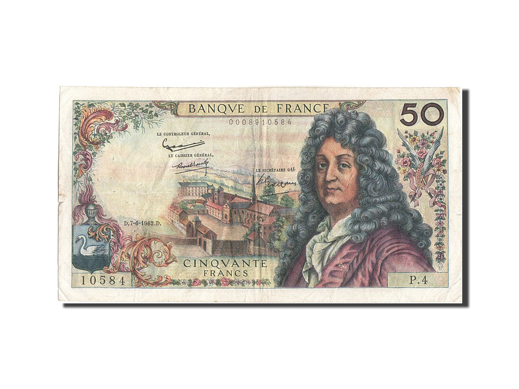 Banknote, France, 50 Francs, 50 F 1962-1976 ''Racine'', 1962, 1962-06-07