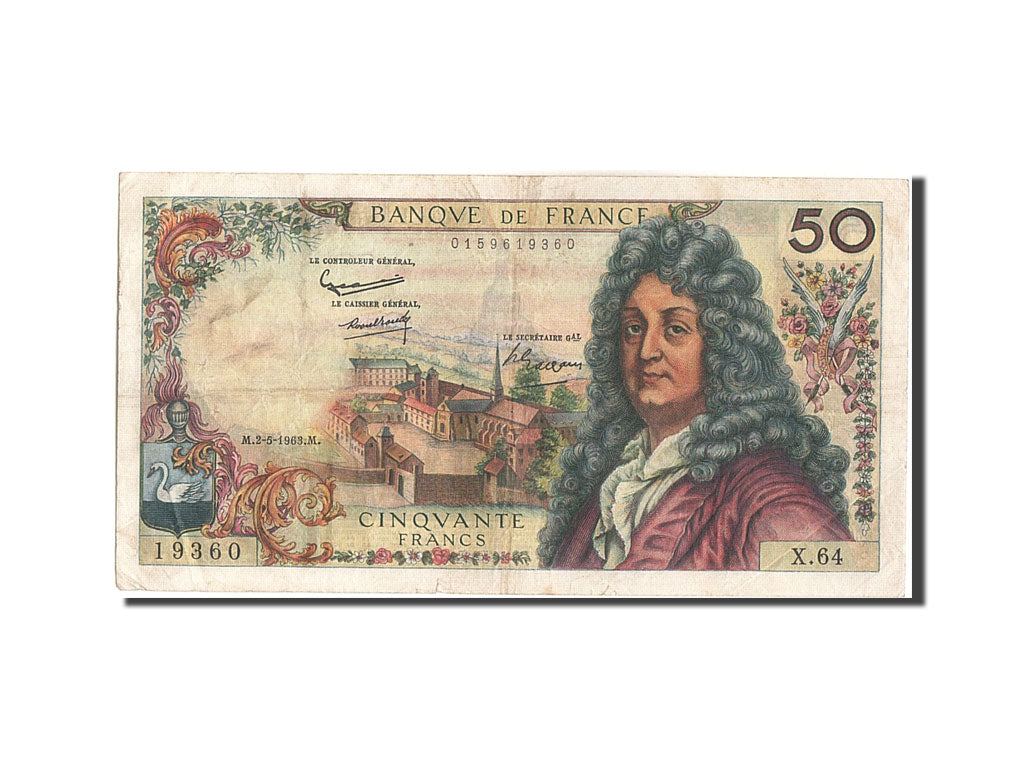 France, 50 Francs, 1963, KM #148a, 1963-05-02, VF(30-35), X.64, Fayette #64.5