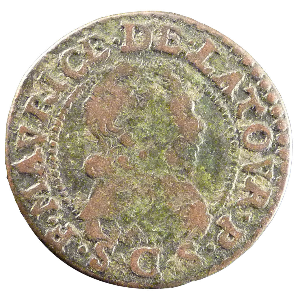 FRANCE, Double Tournois, 1633, VF(20-25), Copper, Boudeau #1852, 2.40