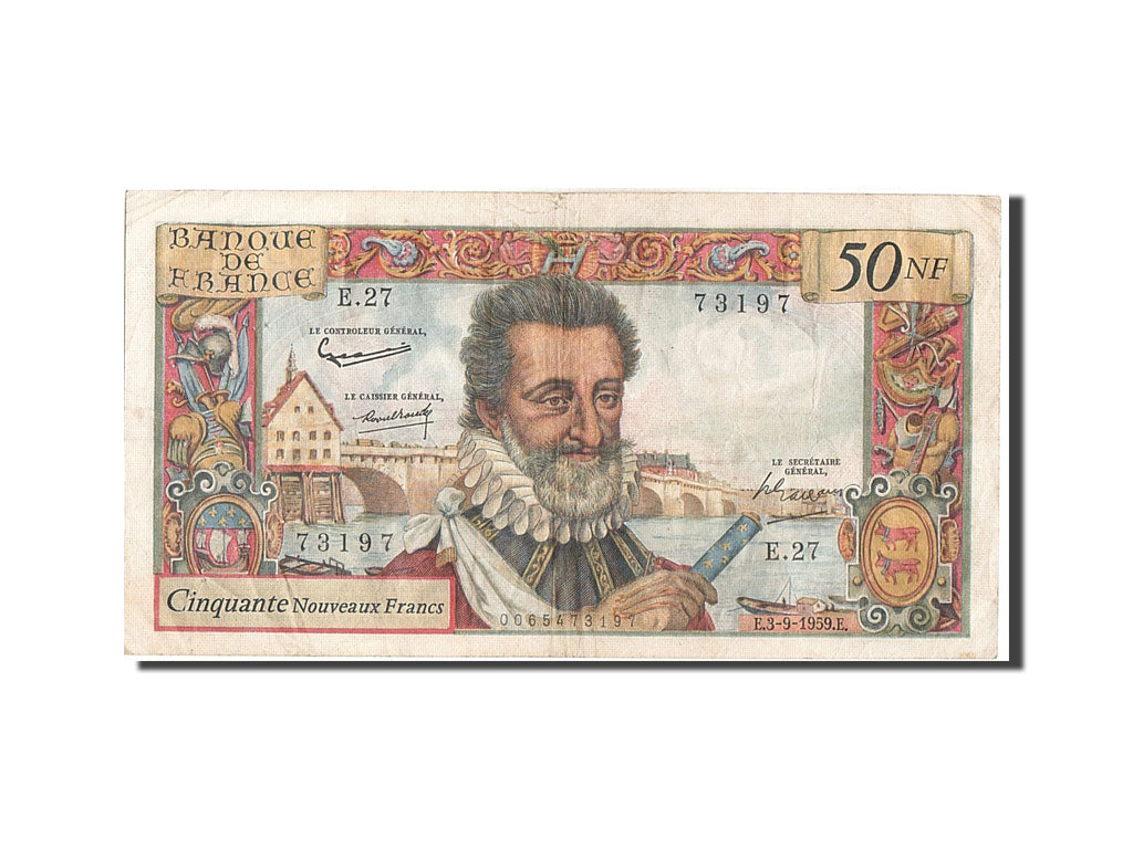 Billete, Francia, 50 Nouveaux Francs, 50 NF 1959-1961 ''Henri IV'', 1959