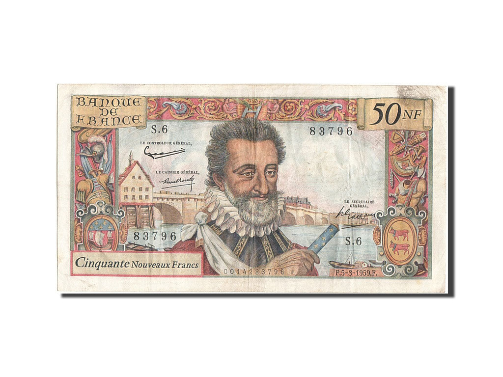 Biljet, Frankrijk, 50 Nouveaux Francs, 50 NF 1959-1961 ''Henri IV'', 1959
