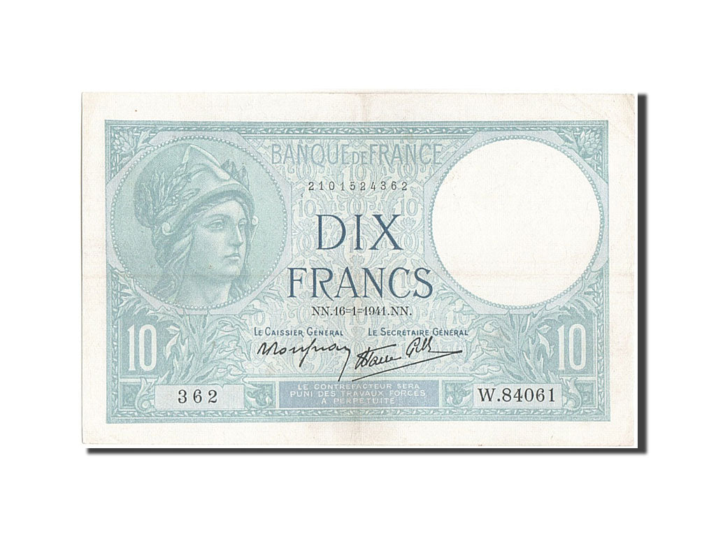 Banknote, France, 10 Francs, 10 F 1916-1942 ''Minerve'', 1941, 1941-01-16