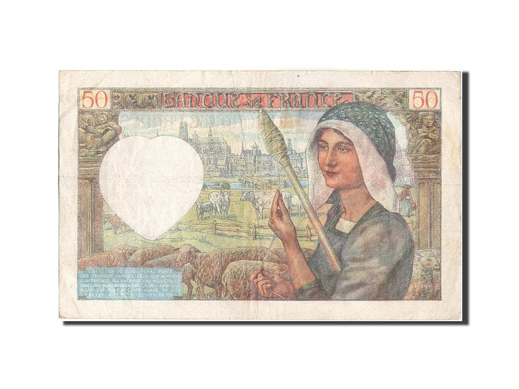 Geldschein, Frankreich, 50 Francs, 50 F 1940-1942 ''Jacques Coeur'', 1942