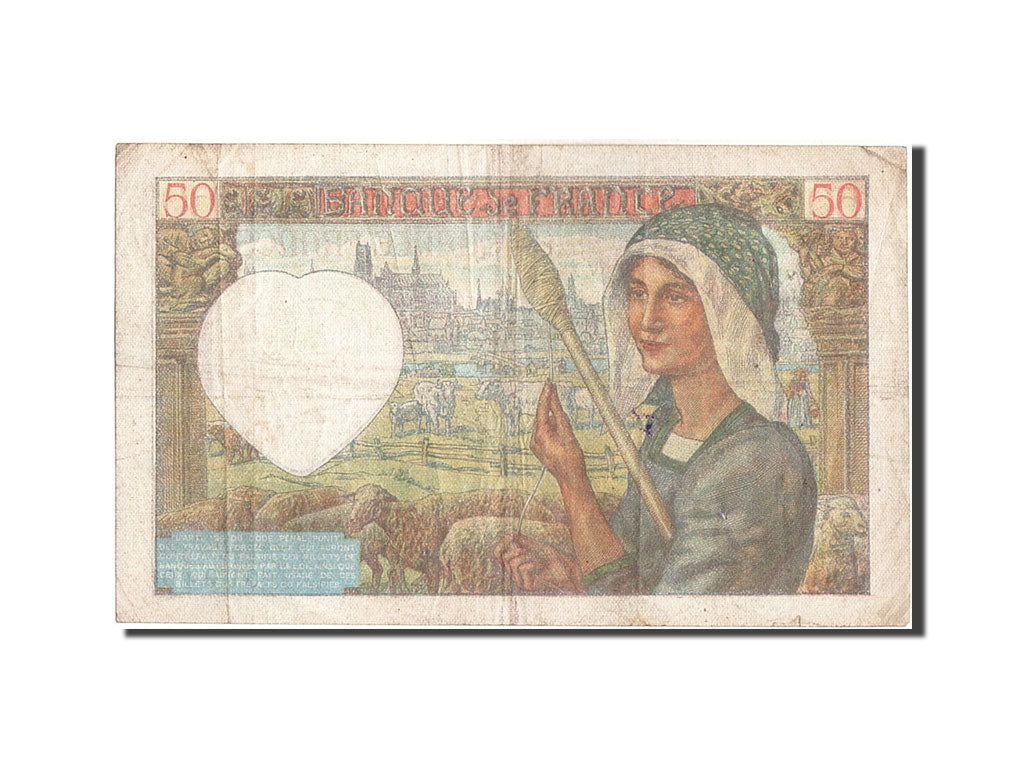 France, 50 Francs, 50 F 1940-1942 ''Jacques Coeur'', 1940, KM #93, 1941-12-18,..