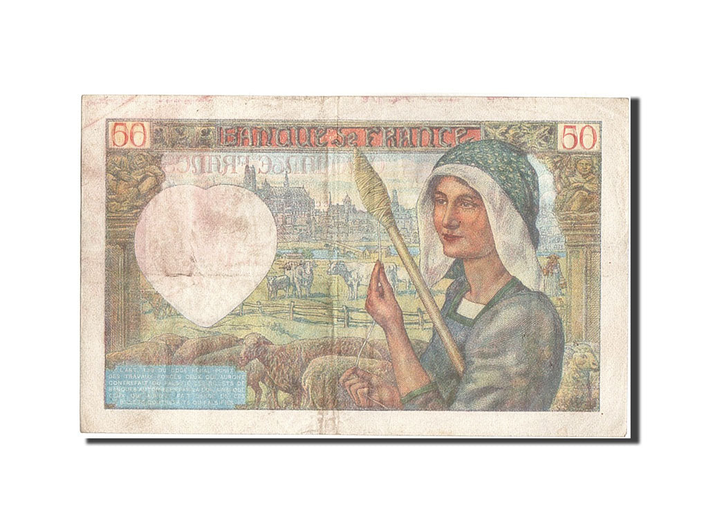France, 50 Francs, 50 F 1940-1942 ''Jacques Coeur'', 1940, KM #93, 1942-01-08,..