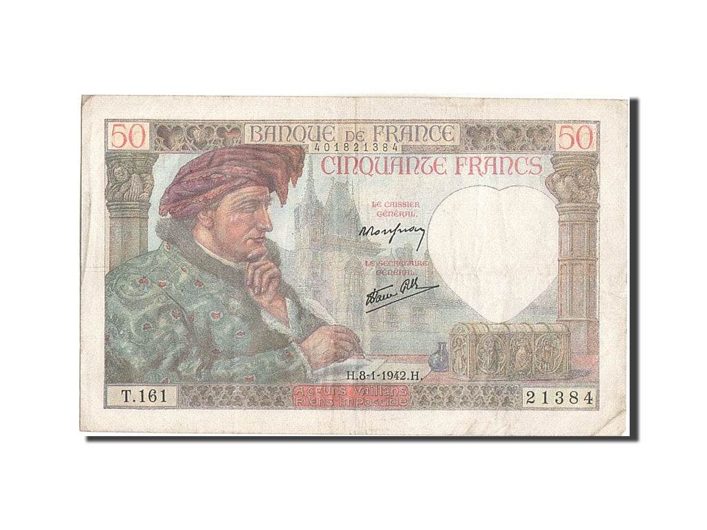 Francia, 50 Francs, 50 F 1940-1942 ''Jacques Coeur'', 1940, KM:93, 1942-01-08...
