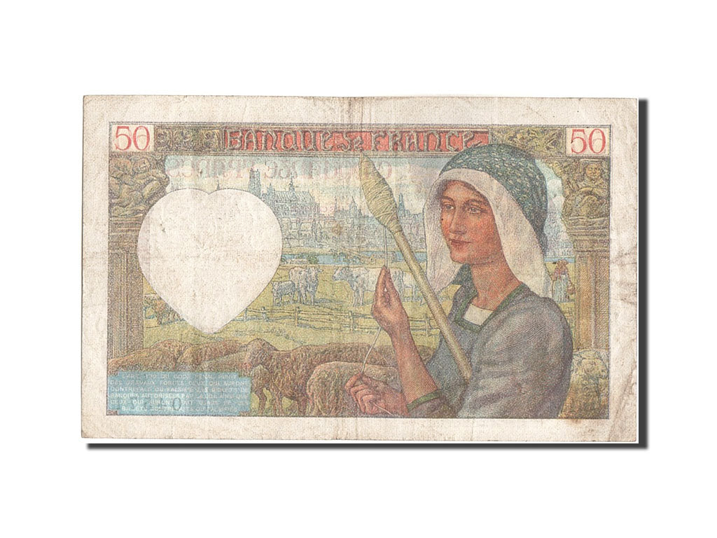 Geldschein, Frankreich, 50 Francs, 50 F 1940-1942 ''Jacques Coeur'', 1942