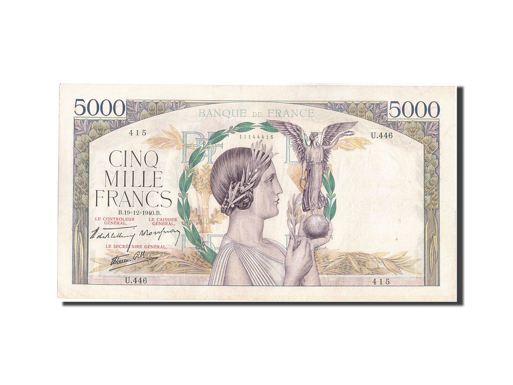 Billete, Francia, 5000 Francs, 5 000 F 1934-1944 ''Victoire'', 1940, 1940-12-19