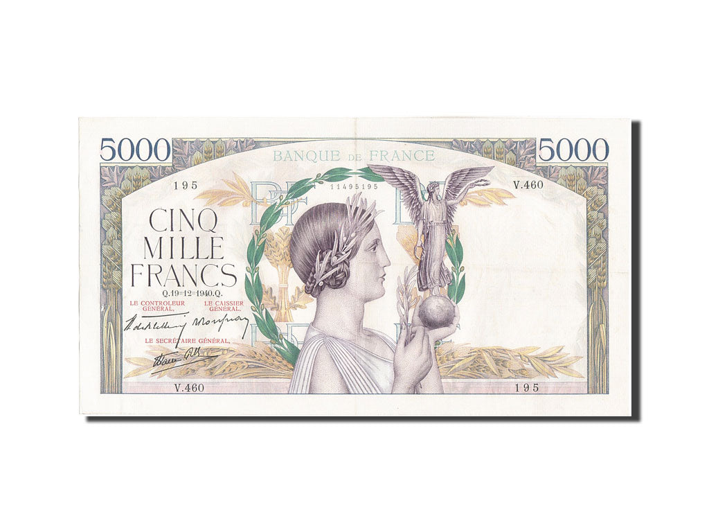 Banknote, France, 5000 Francs, 5 000 F 1934-1944 ''Victoire'', 1940, 1940-12-19