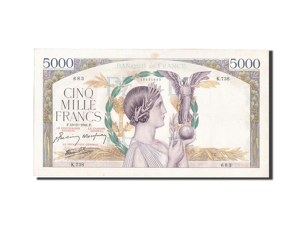 Banconote, Francia, 5000 Francs, 5 000 F 1934-1944 ''Victoire'', 1941