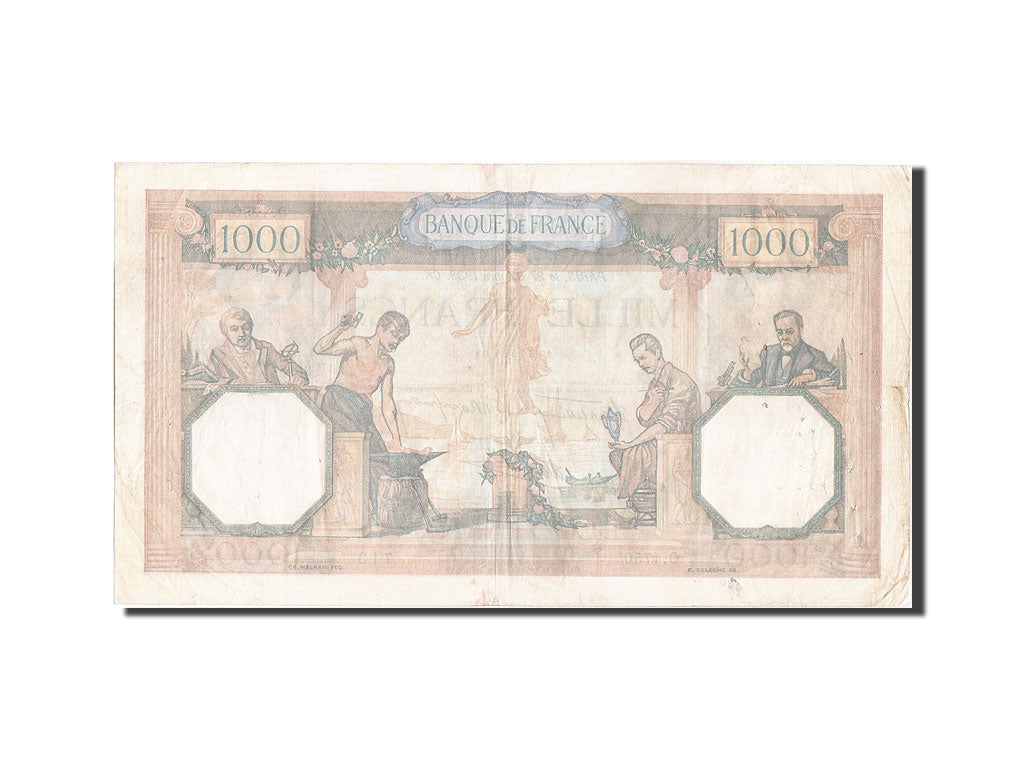 Banknote, France, 1000 Francs, 1 000 F 1927-1940 ''Cérès et Mercure'', 1938