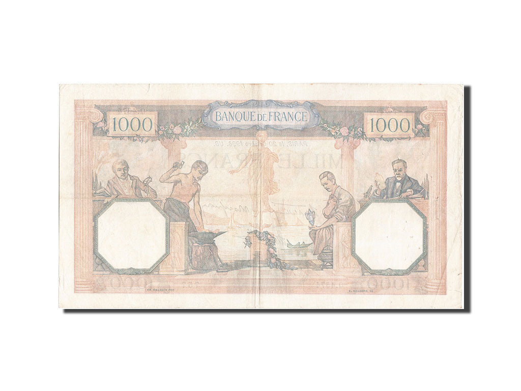 France, 1000 Francs, 1 000 F 1927-1940 ''Cérès et Mercure'', 1938, KM #90c, 1...