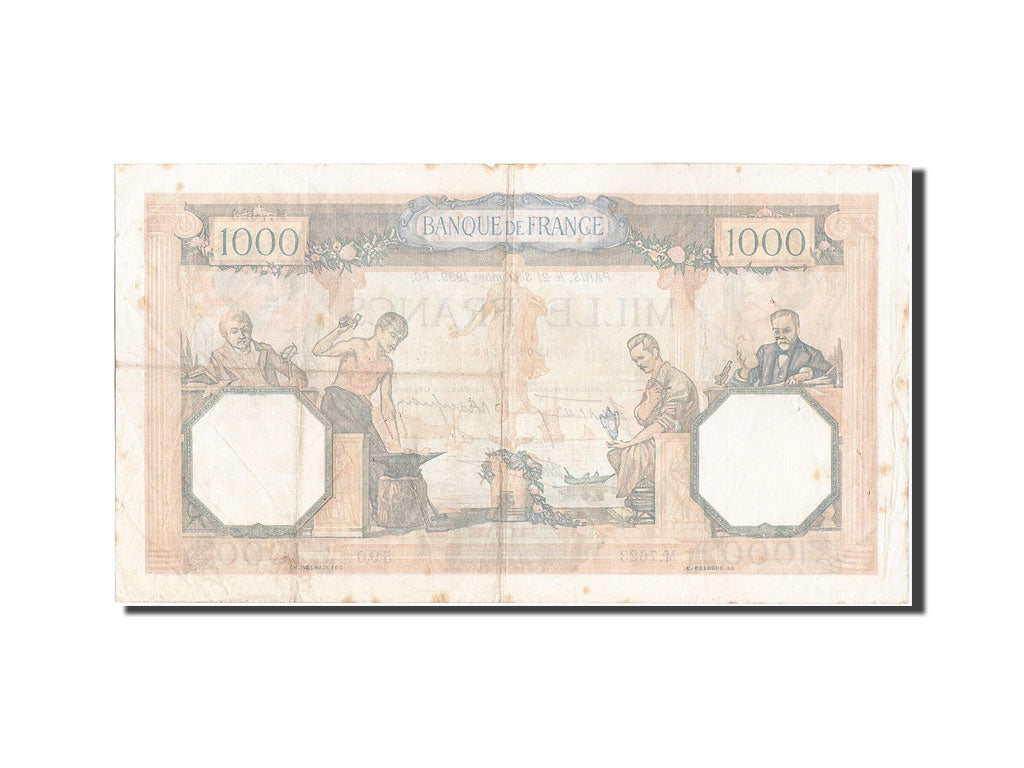 Banknote, France, 1000 Francs, 1 000 F 1927-1940 ''Cérès et Mercure'', 1939